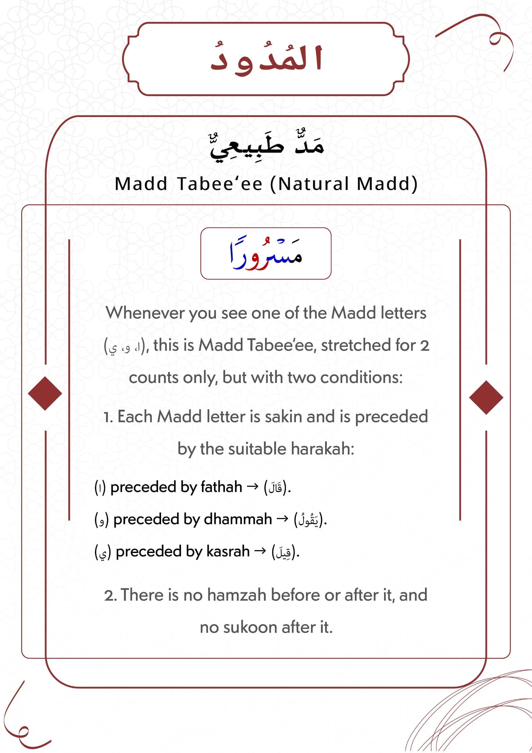 Types of Madd - Madd Tabee’ee — part 30, page 1 of 24