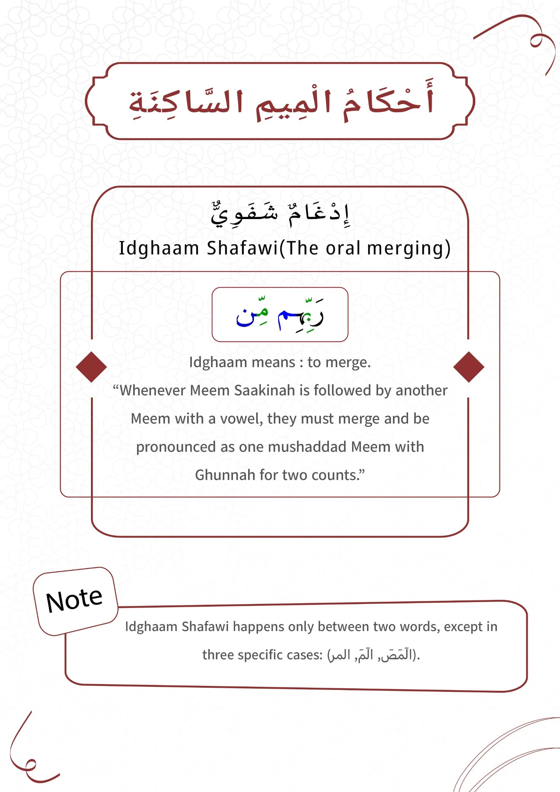 Rules of Meem Saakin -Idghaam Shafawi — part 30, page 1 of 7