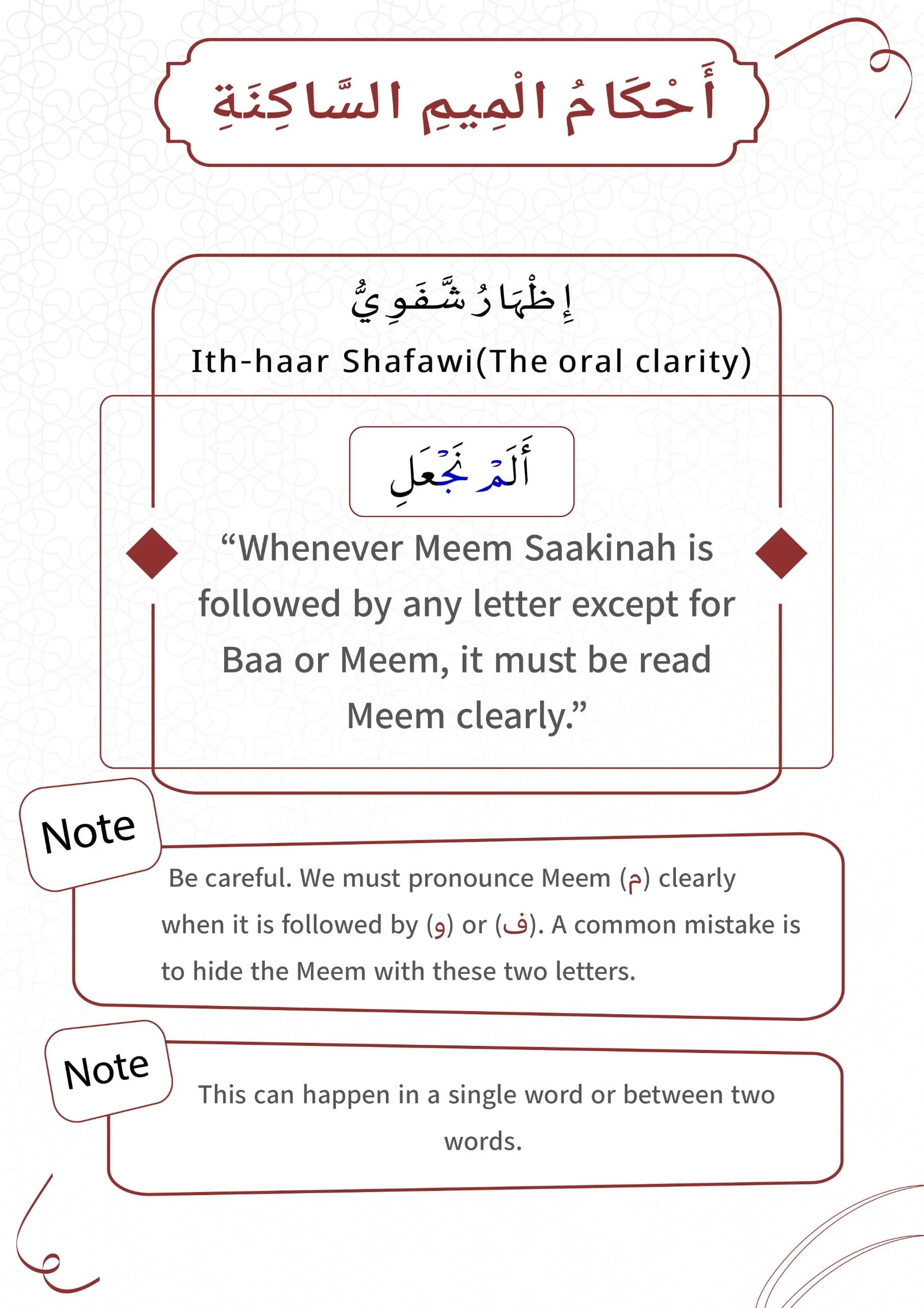 Rules of Meem Saakinah - Izhaar Shafawi — part 30, page 1 of 23